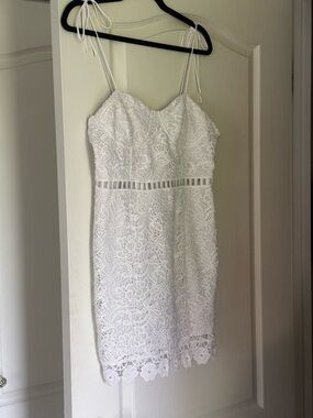 White Lace Mini Dress with Tie Straps